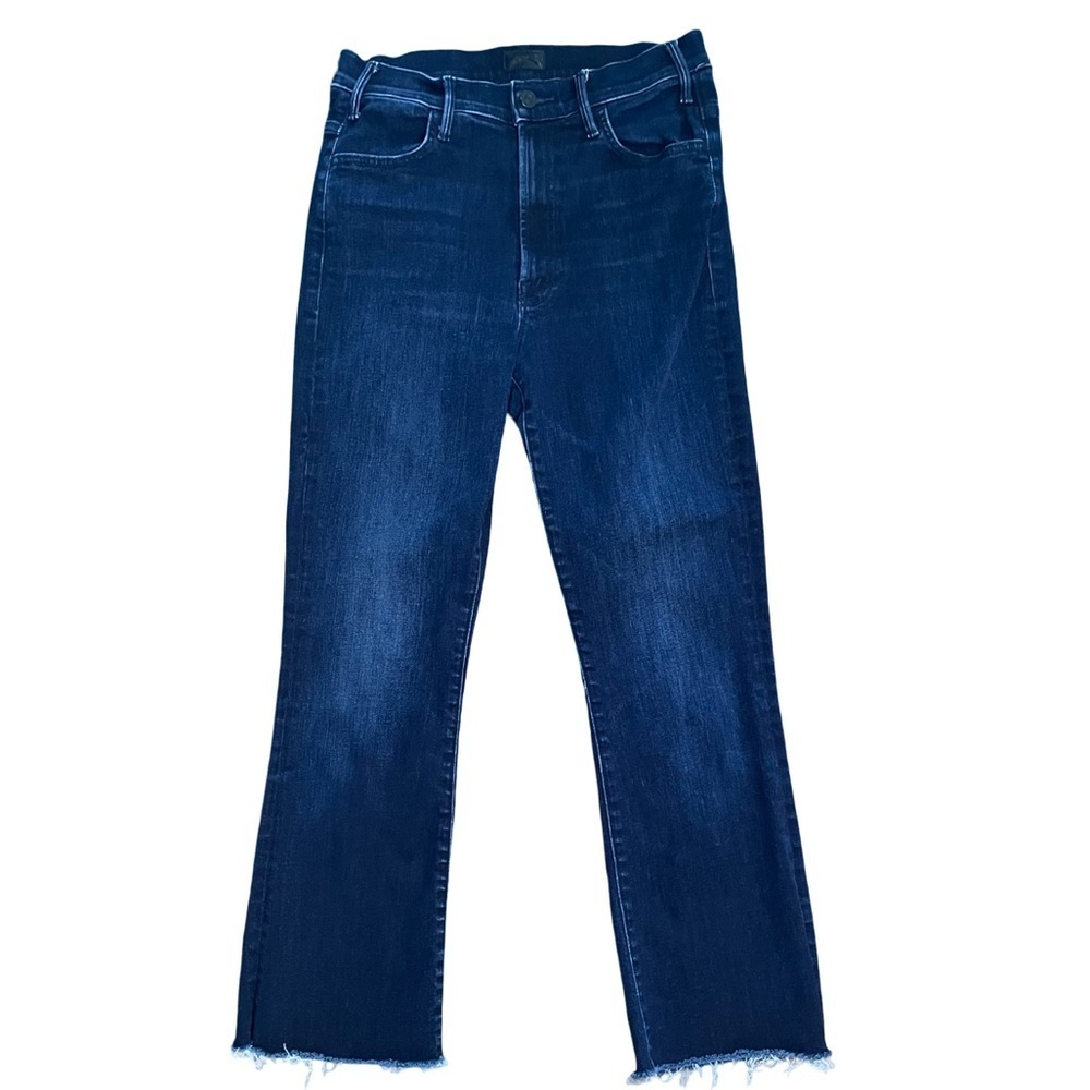 MOTHER The Hustler Ankle Fray Howling at the Disco Ball Dark Blue Denim Size 28 - Picture 4 of 14